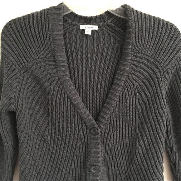 Caslon dark gray button front cardigan MP - Picture 2 of 8